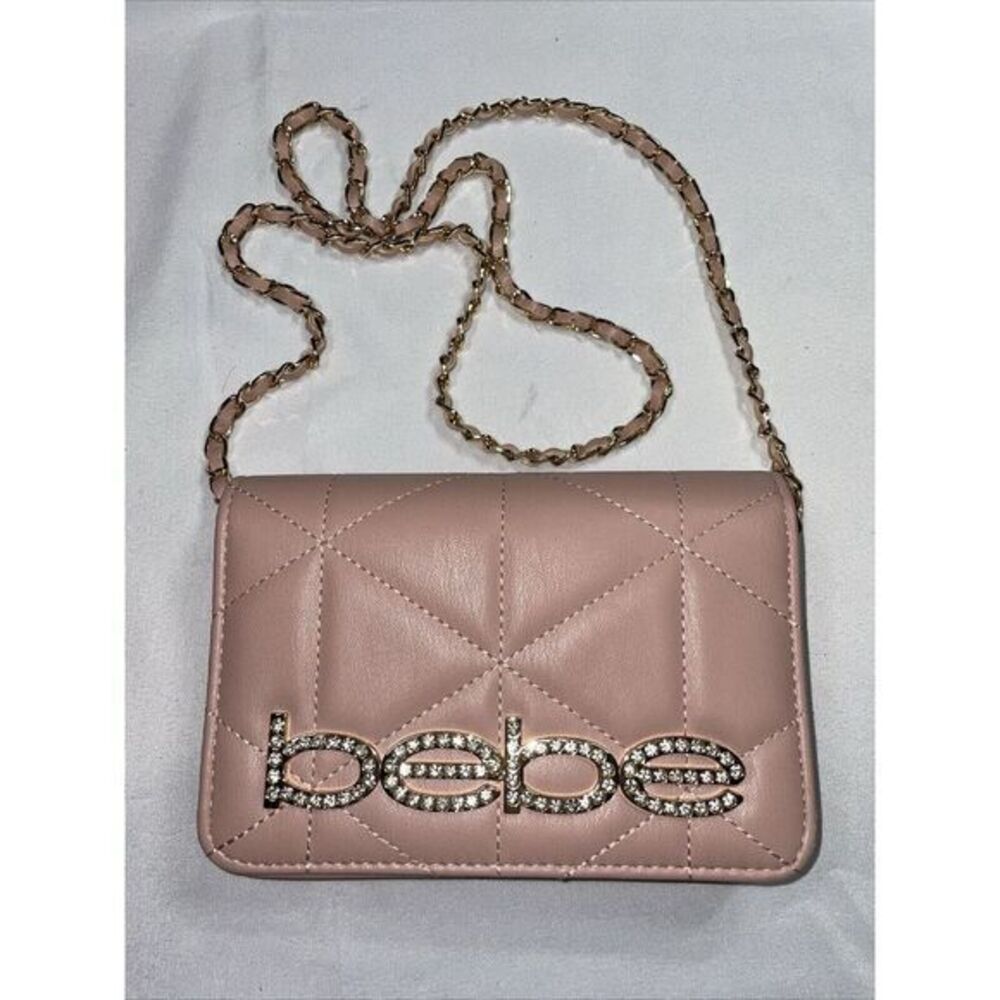 Bebe Light Pink Cross Body Clutch Bag Bling With Strap